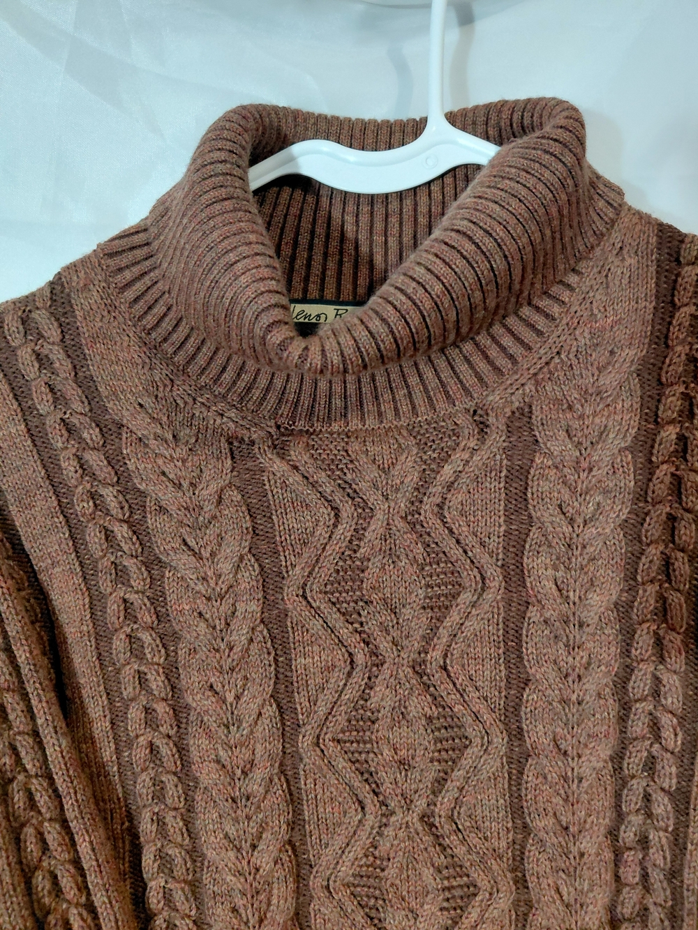 Classic Cable-Knit Turtleneck Sweater in Brown - Picture 10 of 10